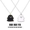 Black And White Ghost Necklace Halloween Gift Alloy Pendant Cartoon Style Regular Chain