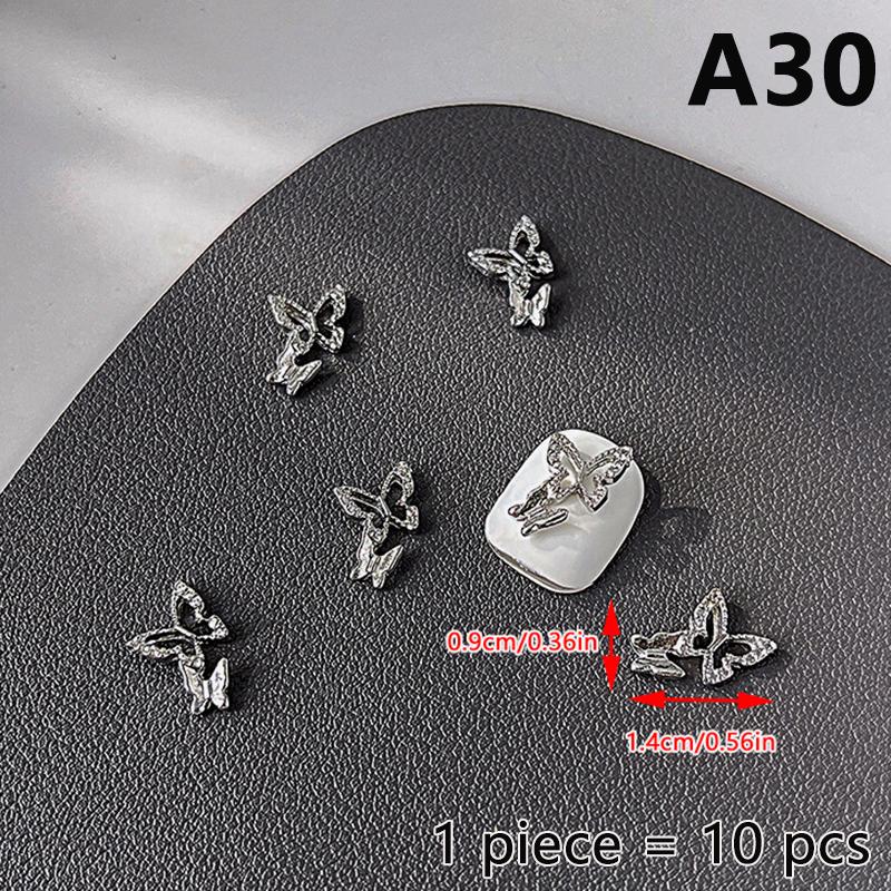 10Pcs Simple Thin Bowknot Bow Tie Silver Twisted Alloy Nail Art Rhinestones Decorations Manicure Charms