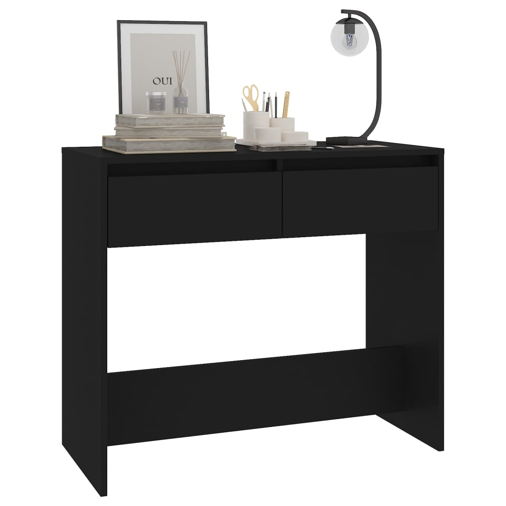 Konsolentisch, Ablagetisch für den Eingangsbereich mit 2 Schubladen, schwarz 89x41x76,5 cm Holzwerkstoff