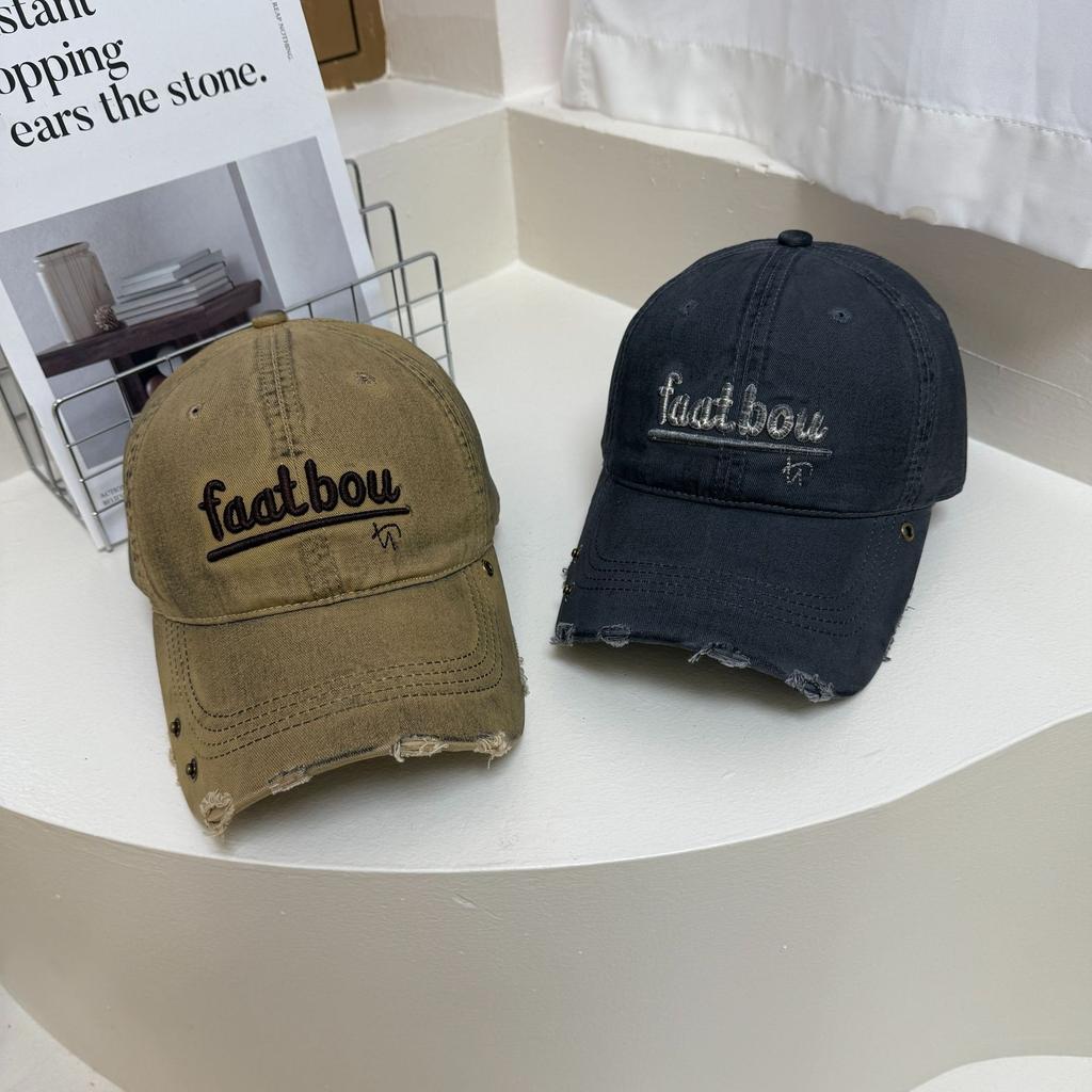 3D Letter Soft Top Duckbill Cap for Women and Men, Spring/Summer Korean Style Versatile Washed Distressed Street Fashion Sun Protection Baseball Cap