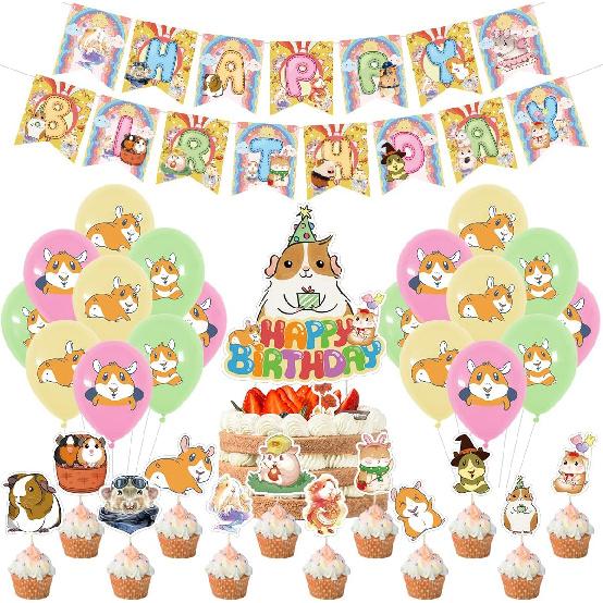 Guinea Pig Birthday Party Decorations Supplies,Children Guinea Pig Birthday Party Balloons Banners Cupcake Decorations,Hamster Party Supplies for