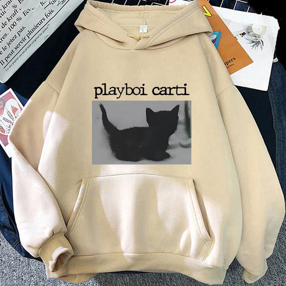 Playboi Carti Extra Large Hip Hop Men'S Women'S Hoodies Cute Harajuku Cat Printed Hoodies Street Fashion Rap Couple'S Hoodies
