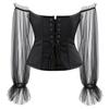 JYL TS Women's Court Shaping Beauty Body Chest Top with Mesh Long Sleeves