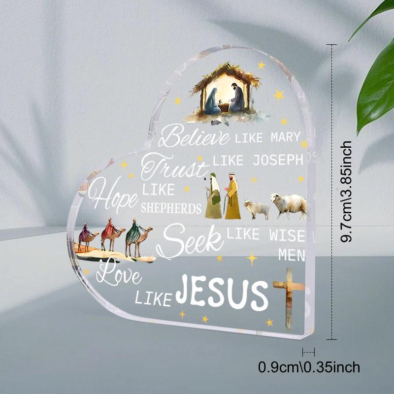 Acrylic Holy Night Nativity Scene Decorative Sign & Plaque | Perfect Desktop Ornament for Home and Office, Excellent Gift for Family or Friends 