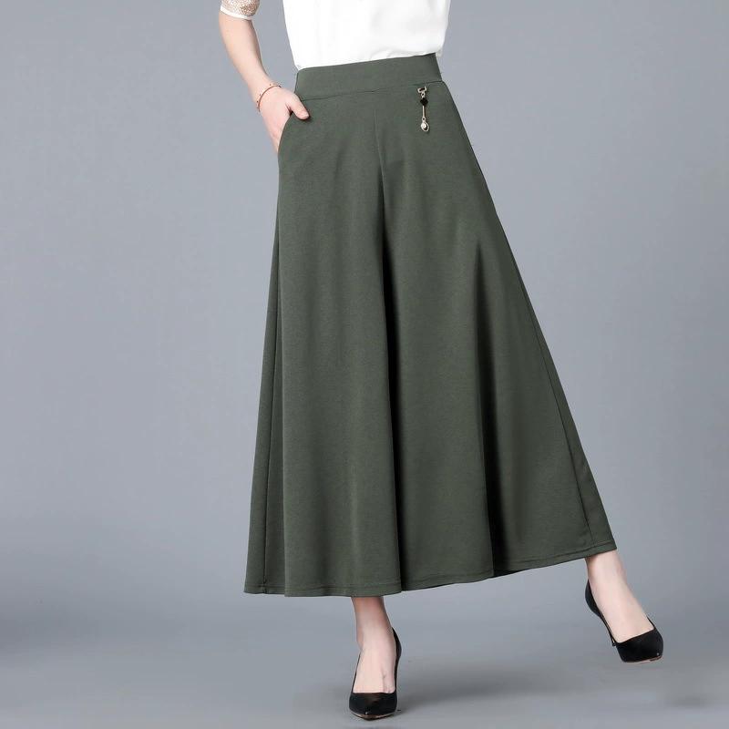 Frühlings-High-Waist-Hosen mit weitem Bein für einen Look mittleren Alters, lockere, große Rockhosen, strapazierfähig