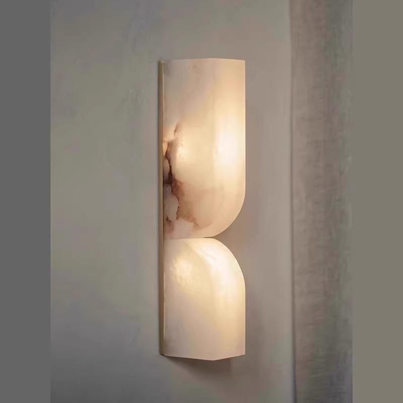 Minimalist All-Copper Marble Wall Lamp - Luxury Design for Living Room or Bedroom