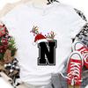 Casual Womens Tshirt with AZ Christmas Alphabet Print Santa Holiday Graphic Perfect for Xmas Party Parties and Casual Wear