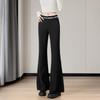 Women's Color-block Lace Trim Flared Casual Pants