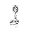 European 925 Silver Black Key Flower Pendant Fit Original Diy Bead Charm Armbånd Halskjede Trinket Smykker 925 Silver