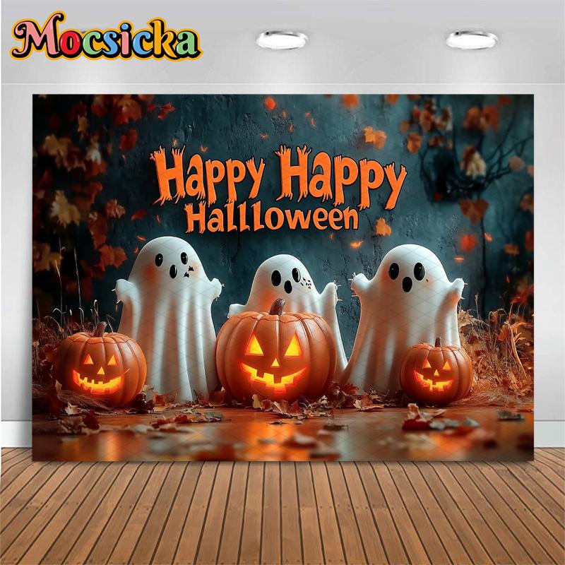 Mocsicka Happy Halloween Background Photography Forest Pumpkin Party Baby Child Photo Backdrop Night Imp Ghost Decoration Banner