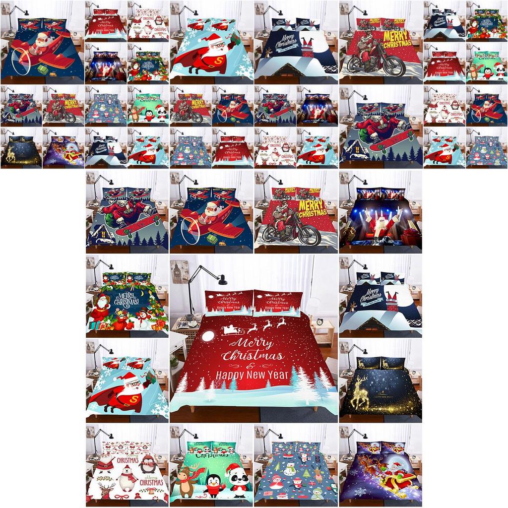 Santa Claus Christmas Quilt Duvet Cover Set With Soft Polyester Material**