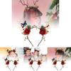 Enchanting Forest Style Antler Headband With Faux Flowers For Christmas Celebrations