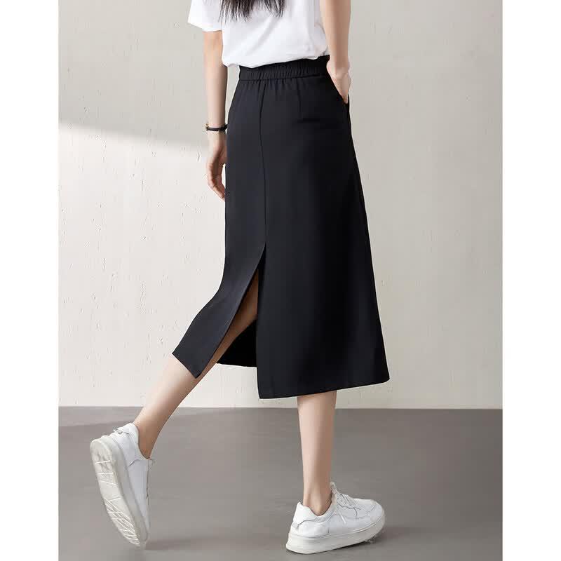 Women's High-Waist Slit Pencil Midi Skirt