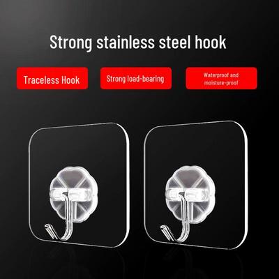 Traceless Transparent Adhesive Wall Hooks for Kitchen & Bathroom