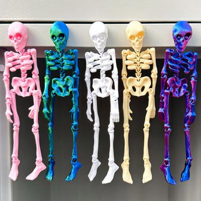 5 szt. Drukowany w 3D magnes na lodówkę szkielet, ruchoma figurka szkieletu z ruchomymi stawami, halloweenowa gotycka dekoracja magnetyczna na lodówkę z szkieletem