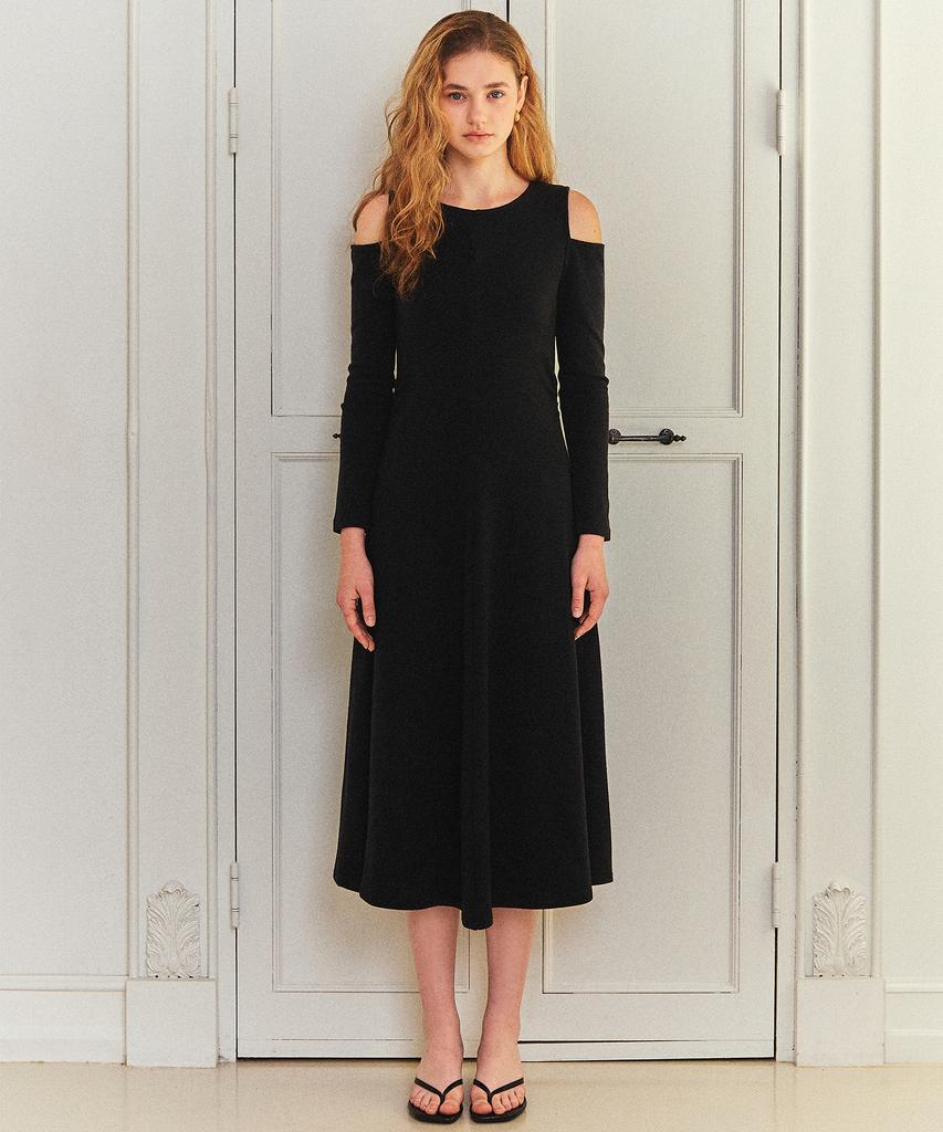 LETTRE DE LE TOILE Eve Off-Shoulder Midi Dress (Black)