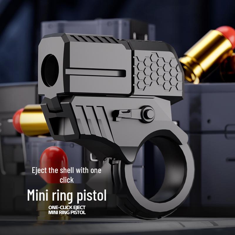 Cross-Border Golden Finger Toy Gun Mini Ring Launcher Ejecting Shell Pistol With Soft Bullets