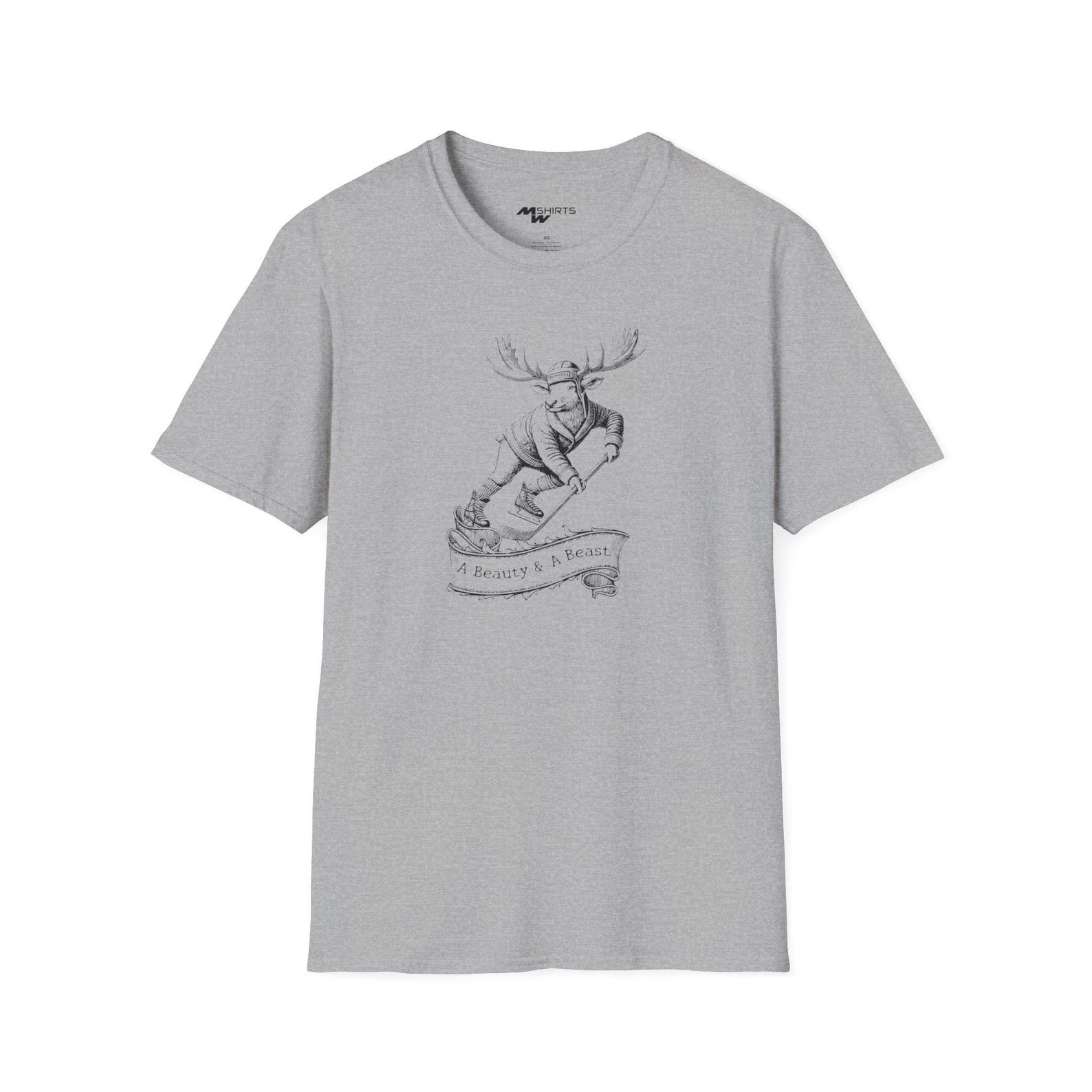 A Beauty & A Beast/ Ice Hockey Elk T-Shirt/ Unisex Softstyle T-Shirt M