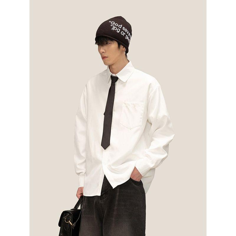 Dream Made American-Style Black Long-Sleeved Shirt for Men, Spring and Autumn, Minimalist and Versatile, New Casual Shirt Jacket