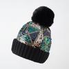New sequined wool hat autumn and winter shiny beads keep warm removable hairball knitted hat women