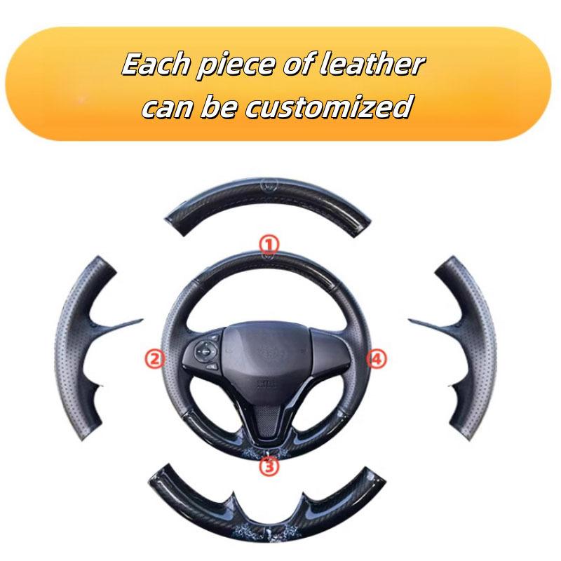Car Steering Wheel Cover Carbon Fibre Faux Leather For Honda Fit City Jazz 2014 2015 HRV HR-V 2016 Steering Wheel Braiding Cover