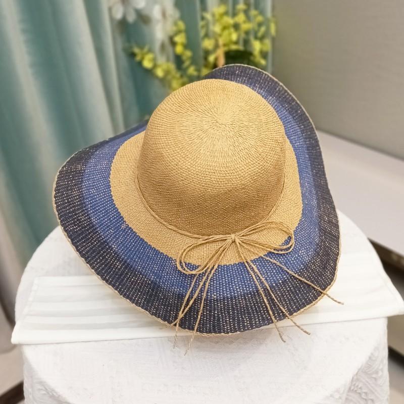 Ins Bohemia Holiday Summer Uv Protection Striped Grass Sun Protection Wide Brim Lady Sun Hat Women Leisure Cap