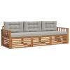 Outdoor Sofa Set with Cushions 3 Pcs Natural and Light Grey