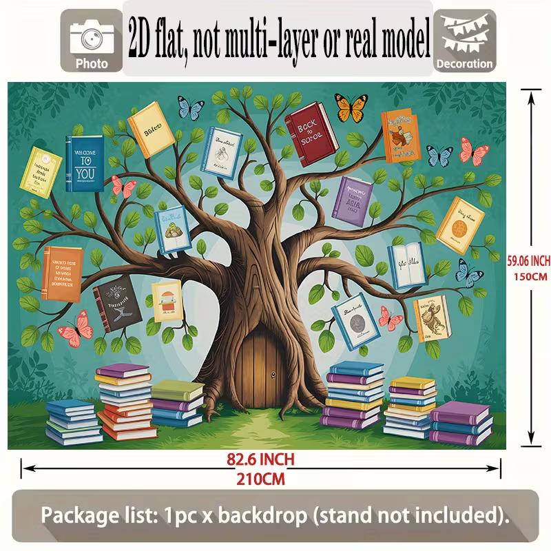 Book Tree Photo Booth Backdrop, School Reading Week & Library Party Decor