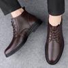 High Quality Lace-Up Male Ankle Boots Fashion Warm Plush Fur Winter Footwear Comfy Snow Shoes Genuine Leather Mens Chelsea Boots