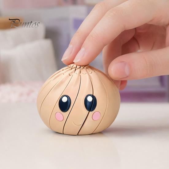 Steamed Bun Toy 3D Printed Twisting Dumpling Toy, Slippery Cartoon Expression Anxiety Relief Articulated Spiral Rotating Dough Ball Fidget for Stress