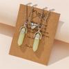 2Pcs Fluorescent Hexagonal Crystal Pendants Necklaces Bullet Natural Stone Necklaces Magnet Matching Necklace Jewelry