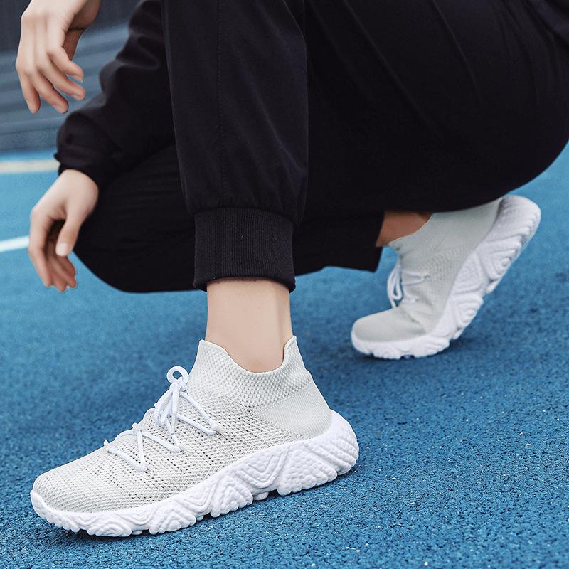 New spring and summer platform sports shoes fly-woven breathable mesh couple shoes outdoor casual socks shoes