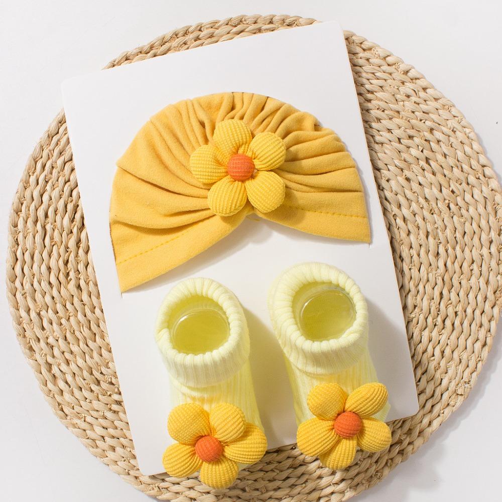 Bequeme Neugeborenenmütze mit Socken Weich Gestrickt Kleinkind Kinder Turban Baby Mütze Socken Set Foto Requisiten