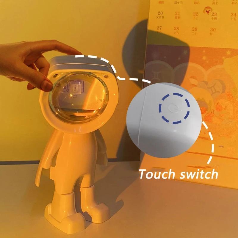 Astronaut Sonnenuntergang & Regenbogen Projektorlampe – 360° drehendes LED 7-Farben Nachtlicht, USB wiederaufladbares Umgebungsstimmungslicht für Kinder