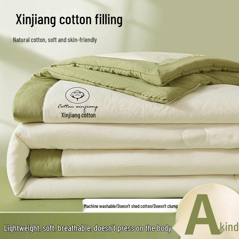 Mother & Baby Grade A Xinjiang Cotton Summer Quilt - Machine Washable, Air Conditioning, Thin Quilt for Dormitory and Student Use.