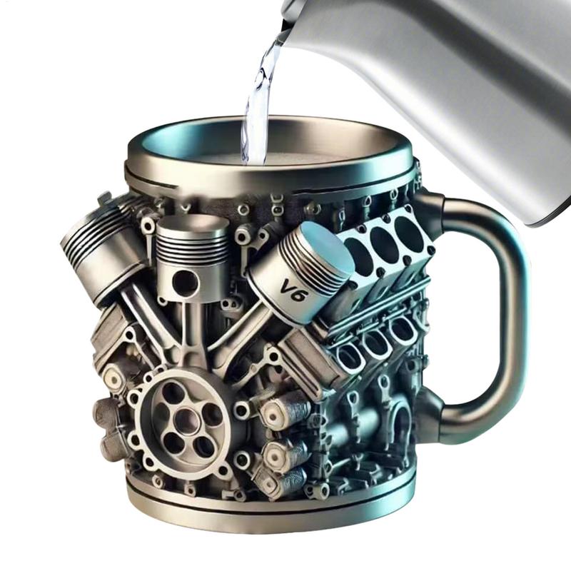 Engines Beer Mug Reusable Car Engines Cocktail Mug Funny Stein Drinkware Portable Home Aesthetic Decoration for Kitchen Living