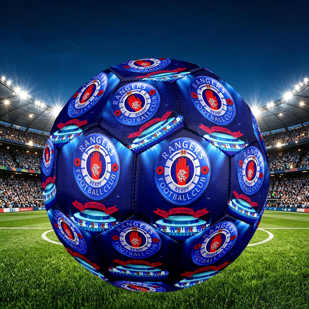 1pz Rangers FC Pattern Taglia 5 Pallone da Calcio, Pallone da Calcio Resistente per Allenamento Quotidiano, Partite, Sport all'Aperto, Regalo Ideale per la Famiglia