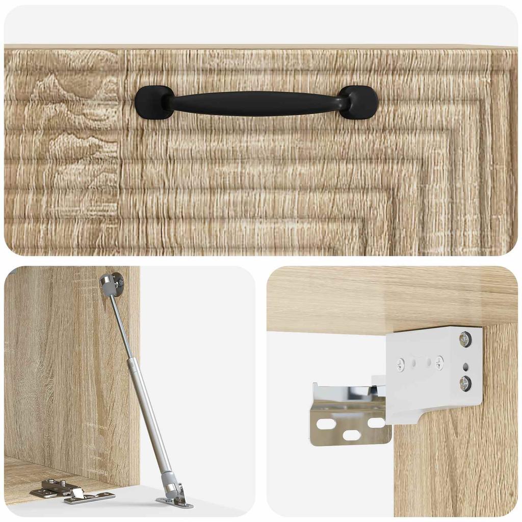 Wall Mounted TV Cabinet In Sonoma Oak 59.5 X 31 X 30 Cm
