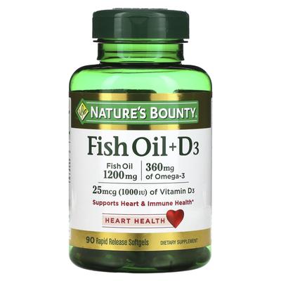 Nature's Bounty, Fish Oil + D3, 90 Fast-Acting Softgels