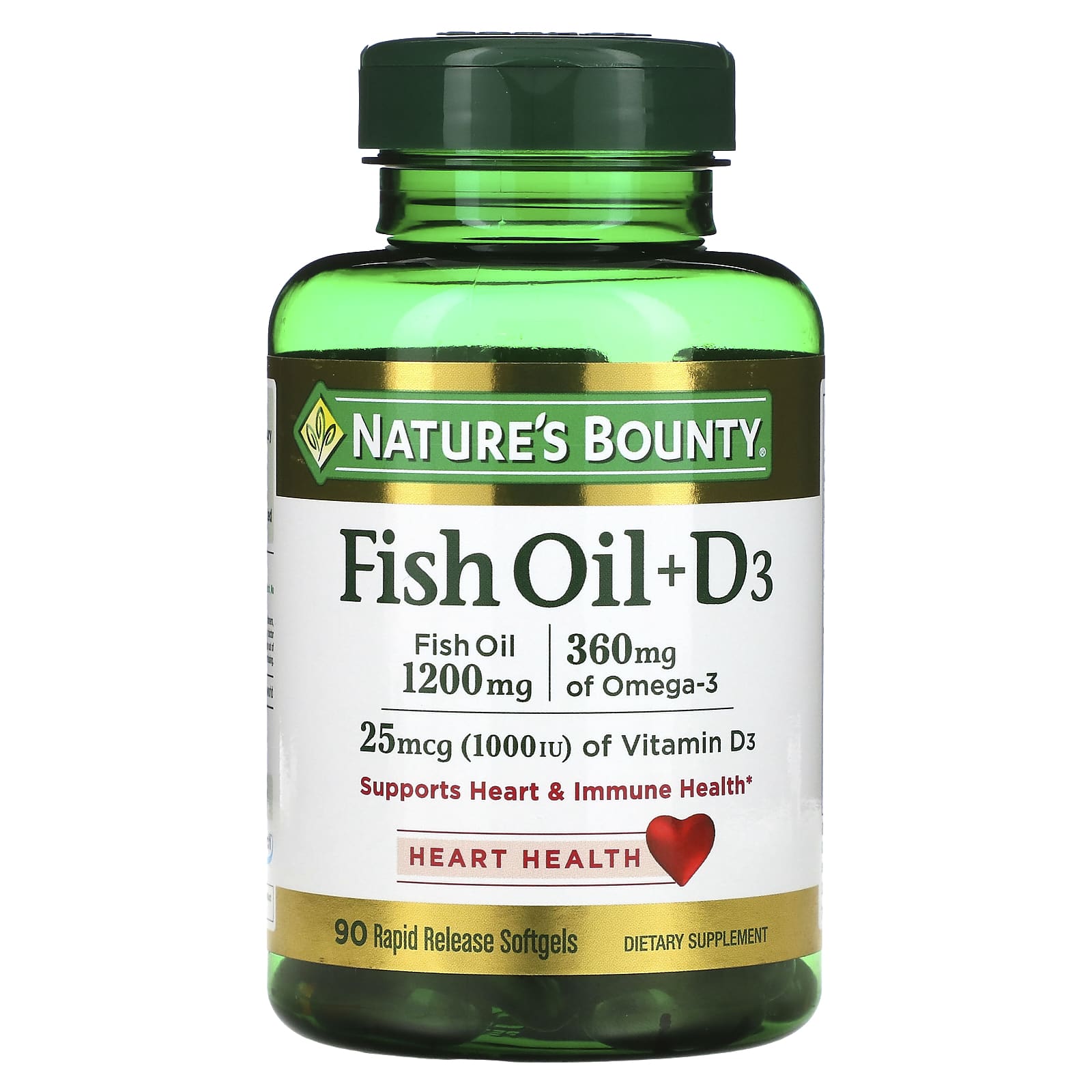 

Nature s Bounty, Fish Oil + D3, 90 Fast-Acting Softgels