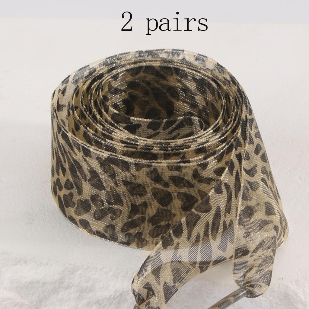 Organza Shoelaces, 1 Pairs and 2 pairs Fashionable Satin Ribbon Shoelaces, leopard print pattern Ribbon yarn lace shoelaces