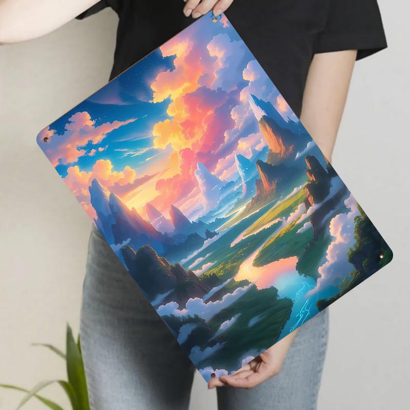 Dreamy Landscape Sunset Custom Metal Tin Sign Home Living Room Bedroom Decorative Wall Art Modern Minimalist Hanging Painting
