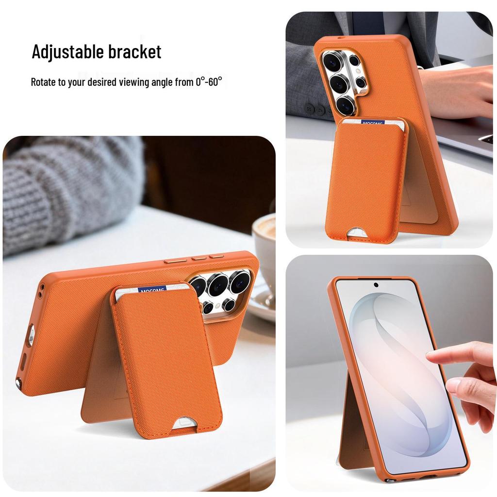 Compatible Samsung S26ULTRA Tech Fabric Phone Case with Magnetic Stand & Card Holder, Personalized for S25U - New Protective Case.
