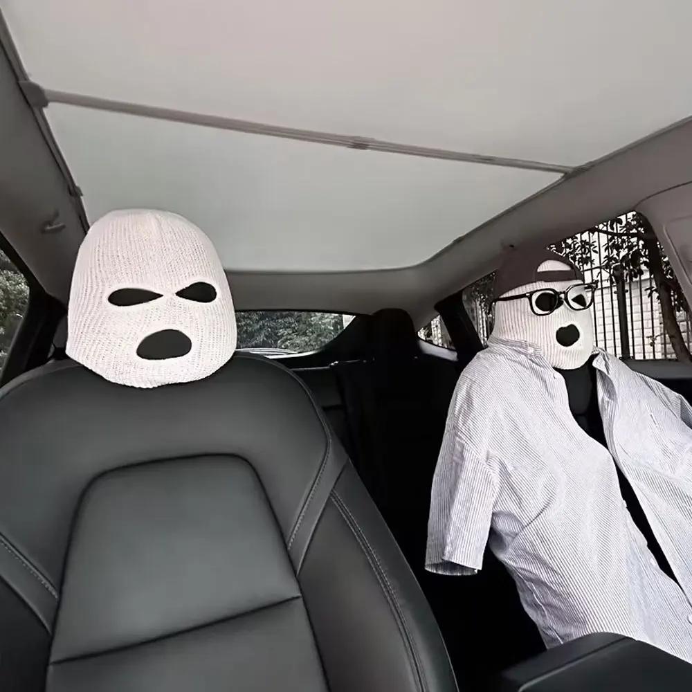 ISGTDRM Suitable For Tesla Model Y 3 Car Seat Cover Personalized Fun Hat Interior Modification Sentinel Mode Motorcycle Headgear