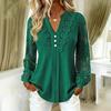Blouse Femme à Manches Longues en Dentelle à Col en V Haut T-shirt Décontracté pour un Usage Quotidien