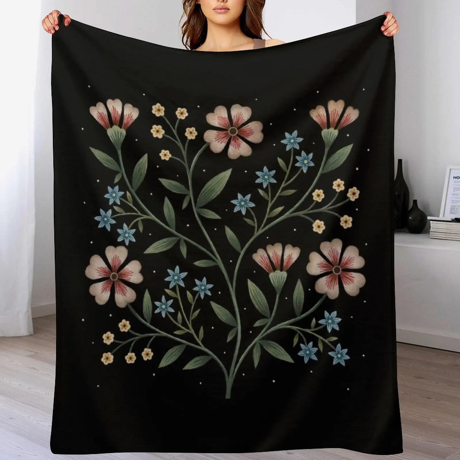 

Flowers in the night Throw Blanket Warm Cozy Throw Blanket for Living Room Couch 102x76cm(40x30in)