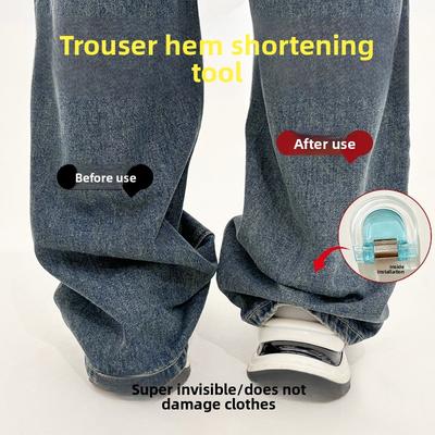 20Pcs Invisible Pants Hem Clips No Sew Hem Tape Non Slip Shortening Garment Clips for Anti Drag Formal Pants Jeans Page Holder