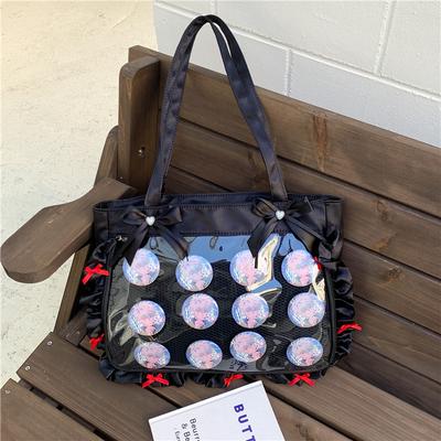 Anime Top Handle Bag Large Capacity Bow Ribb Design for JK Girls Textured Casual Shoulder Bags Simple and Versatile Ita Bag