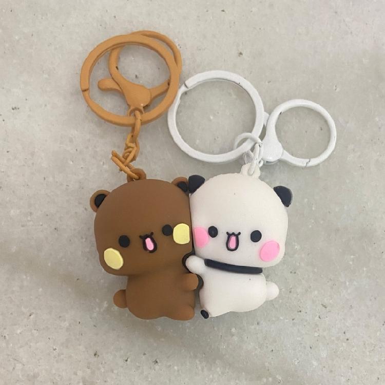 Magnetic Closure Panda Keychain Pendant Decoration Cute Cartoon Design Backpack Charm Gift for Students 1pc/2pcs
