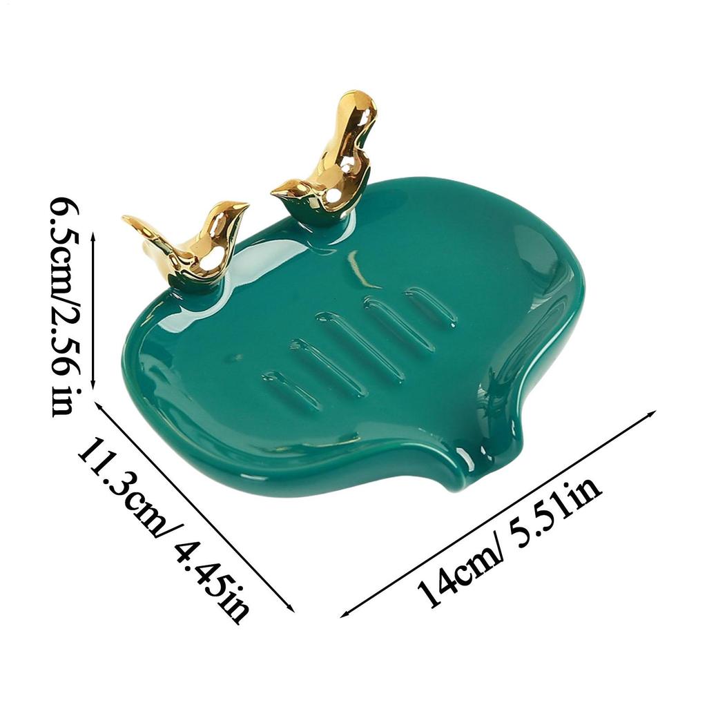 Keramik Seifenschale für Dusche Selbstentleerende Schwammplatte Vogel Design Dekorative Seifenschale für Küchenspüle Duschablage Waschtisch